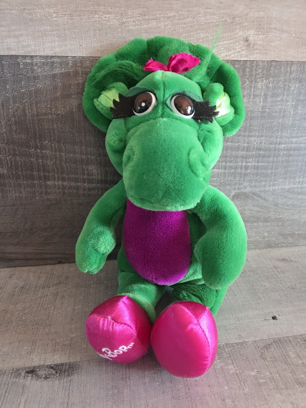 Baby Bop Vtg 1992 Stuffed Plush Dinosaur 14" Barney Purple Lyons Group b200